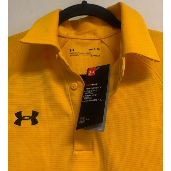 Under Armour Men’s SMALL UA Rival Polo Shirt, Yellow / Black - Picture 2 of 7